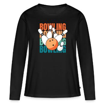Bowling Bowlen Bowler - Frauen Premium Bio Langarmshirt - Schwarz - Vorne - Julia (174cm)
