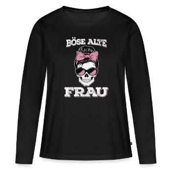Vieille femme maléfique - T-shirt manches longues Premium bio Femme - noir - Devant - Julia (174cm)
