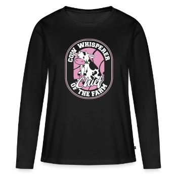 Éleveur de vaches, éleveur laitier, chef d’exploitation - T-shirt manches longues Premium bio Femme - noir - Devant - Julia (174cm)