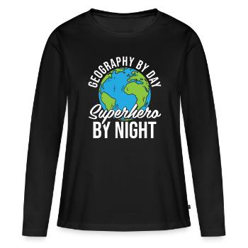 Géographe de géographie - T-shirt manches longues Premium bio Femme - noir - Devant - Julia (174cm)