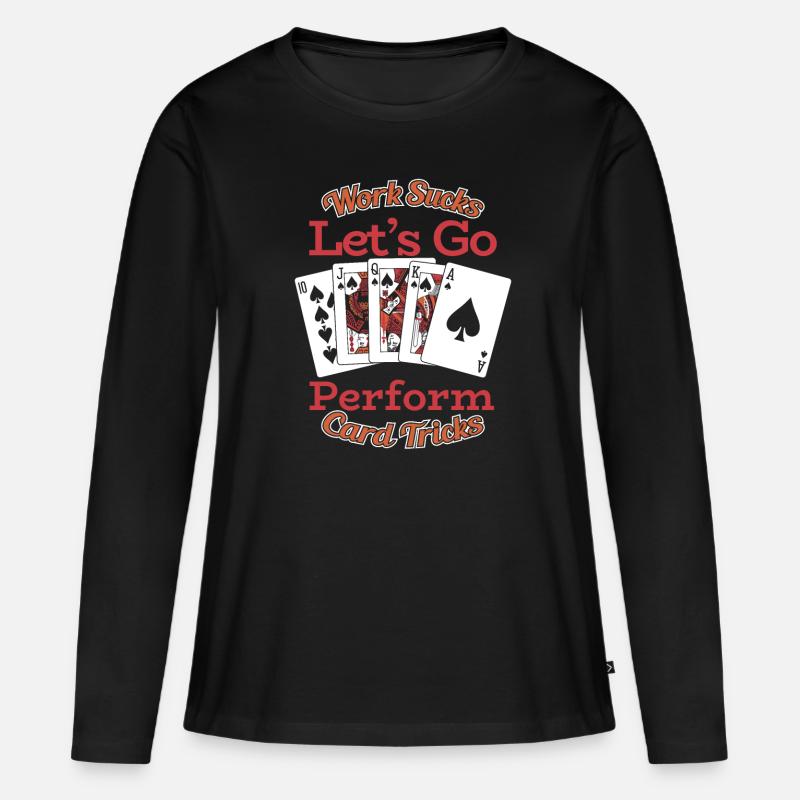 Kartentricks - Frauen Premium Bio Langarmshirt - Schwarz
