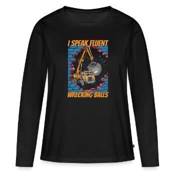 Expert en démolition - T-shirt manches longues Premium bio Femme - noir - Devant - Julia (174cm)