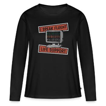 Infirmière en soins intensifs - T-shirt manches longues Premium bio Femme - noir - Devant - Julia (174cm)