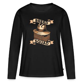 Équipe d’éleveurs - T-shirt manches longues Premium bio Femme - noir - Devant - Julia (174cm)