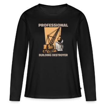 Expert en démolition - T-shirt manches longues Premium bio Femme - noir - Devant - Julia (174cm)