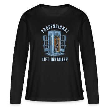Installateur d’ascenseur - T-shirt manches longues Premium bio Femme - noir - Devant - Julia (174cm)