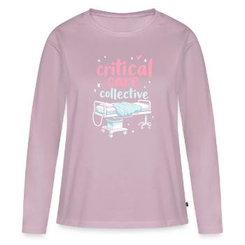 Équipe d’infirmières en soins intensifs - T-shirt manches longues Premium bio Femme - rose poudré - Devant - Julia (174cm)