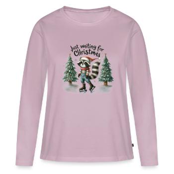 En attendant Noël Waschbär Weihnachten - T-shirt manches longues Premium bio Femme - rose poudré - Devant - Julia (174cm)