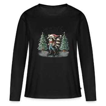 En attendant Noël Waschbär Weihnachten - T-shirt manches longues Premium bio Femme - noir - Devant - Julia (174cm)