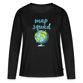 Géographie Géographe Kader - T-shirt manches longues Premium bio Femme - noir - Devant - Julia (174cm)
