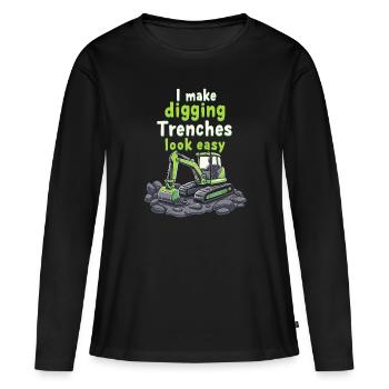 Opérateur d’excavatrice - T-shirt manches longues Premium bio Femme - noir - Devant - Julia (174cm)