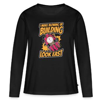 Expert en démolition - T-shirt manches longues Premium bio Femme - noir - Devant - Julia (174cm)