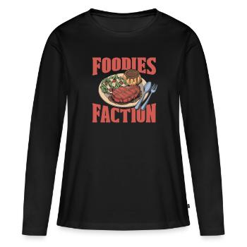L’équipe des critiques gastronomiques - T-shirt manches longues Premium bio Femme - noir - Devant - Julia (174cm)