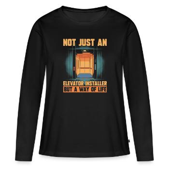 Installateur d’ascenseur - T-shirt manches longues Premium bio Femme - noir - Devant - Julia (174cm)