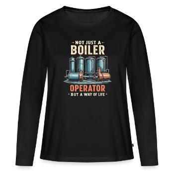 Opérateurs de chaudières - T-shirt manches longues Premium bio Femme - noir - Devant - Julia (174cm)