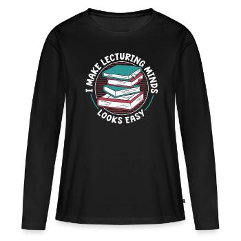 Professeur - T-shirt manches longues Premium bio Femme - noir - Devant - Julia (174cm)