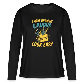 Dessinateur - T-shirt manches longues Premium bio Femme - noir - Devant - Julia (174cm)