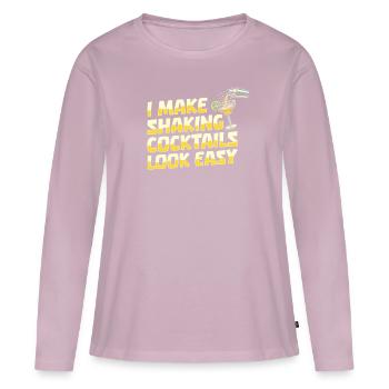 Barman Barman - T-shirt manches longues Premium bio Femme - rose poudré - Devant - Julia (174cm)