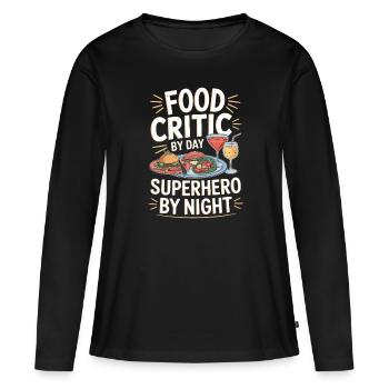 Critique gastronomique - T-shirt manches longues Premium bio Femme - noir - Devant - Julia (174cm)