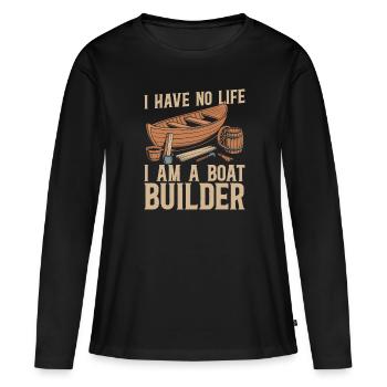 Constructeurs de bateaux - T-shirt manches longues Premium bio Femme - noir - Devant - Julia (174cm)