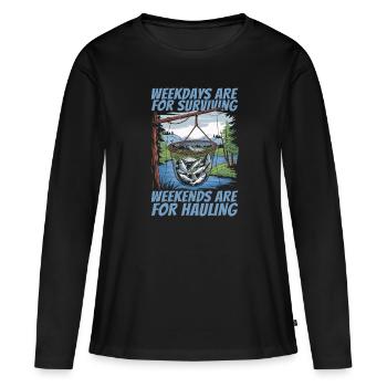 Pêche au filet Pêche - T-shirt manches longues Premium bio Femme - noir - Devant - Julia (174cm)