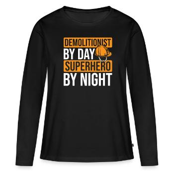 Expert en démolition - T-shirt manches longues Premium bio Femme - noir - Devant - Julia (174cm)