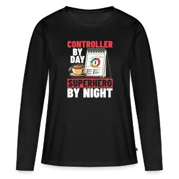 Controller - Frauen Premium Bio Langarmshirt - Schwarz - Vorne - Julia (174cm)