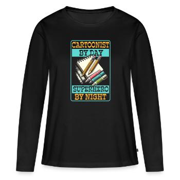 Dessinateur - T-shirt manches longues Premium bio Femme - noir - Devant - Julia (174cm)