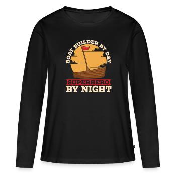Constructeurs de bateaux - T-shirt manches longues Premium bio Femme - noir - Devant - Julia (174cm)