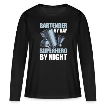 Barman Barman - T-shirt manches longues Premium bio Femme - noir - Devant - Julia (174cm)