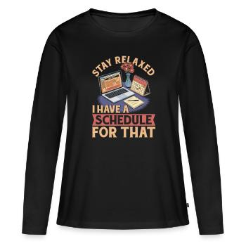 Organisateur d’événements - T-shirt manches longues Premium bio Femme - noir - Devant - Julia (174cm)