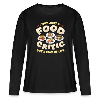 Critique gastronomique - T-shirt manches longues Premium bio Femme - noir - Devant - Julia (174cm)