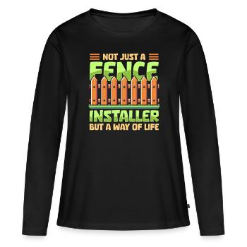 Installateur de clôture - T-shirt manches longues Premium bio Femme - noir - Devant - Julia (174cm)