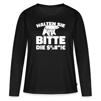Bear Brown Bear Please keep your mouth shut - Women's Premium Organic Long Sleeve Shirt - black - Front - Julia (174cm)