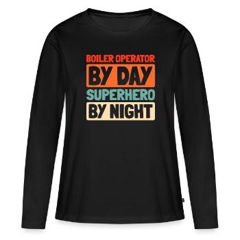 Opérateurs de chaudières - T-shirt manches longues Premium bio Femme - noir - Devant - Julia (174cm)