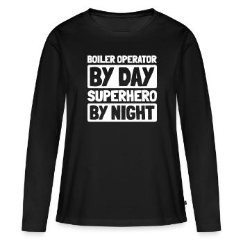 Opérateurs de chaudières - T-shirt manches longues Premium bio Femme - noir - Devant - Julia (174cm)