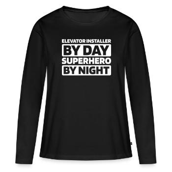 Installateur d’ascenseur - T-shirt manches longues Premium bio Femme - noir - Devant - Julia (174cm)