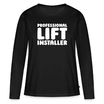Installateur d’ascenseur - T-shirt manches longues Premium bio Femme - noir - Devant - Julia (174cm)