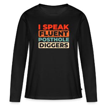 Installateur de clôture - T-shirt manches longues Premium bio Femme - noir - Devant - Julia (174cm)