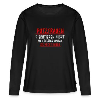 Putzfrau Haushalt Spruch Reinigungskraft Geschenk - Frauen Premium Bio Langarmshirt - Schwarz - Vorne - Julia (174cm)