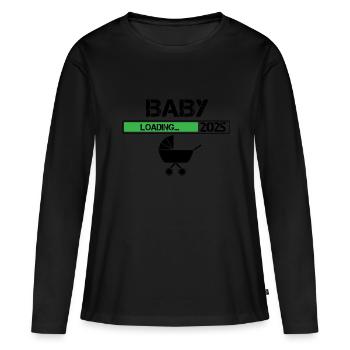 Chargement de bébé en 2025, je serai maman en 2025 - T-shirt manches longues Premium bio Femme - noir - Devant - Julia (174cm)