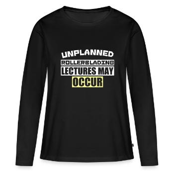 DES CONFÉRENCES IMPRÉVUES SUR LE PATIN À ROUES ALIGNÉES PEUVENT AVOIR LIEU - T-shirt manches longues Premium bio Femme - noir - Devant - Julia (174cm)