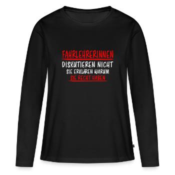 Fahrlehrerin Fahrschullehrerin Fun Spruch Geschenk - Frauen Premium Bio Langarmshirt - Schwarz - Vorne - Julia (174cm)