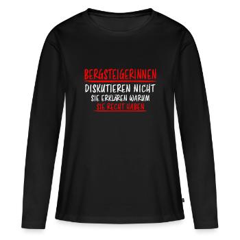 Bergsteigerin Wandern Fun Lustiger Spruch Geschenk - Frauen Premium Bio Langarmshirt - Schwarz - Vorne - Julia (174cm)