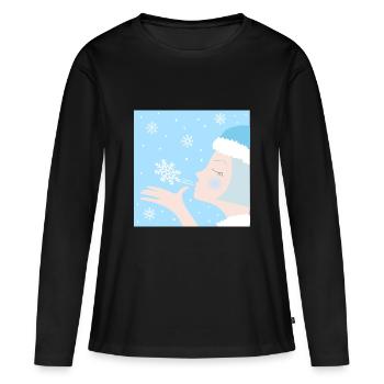 Winter - Frauen Premium Bio Langarmshirt - Schwarz - Vorne - Julia (174cm)