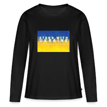 Stand with Ukraine - Frauen Premium Bio Langarmshirt - Schwarz - Vorne - Julia (174cm)