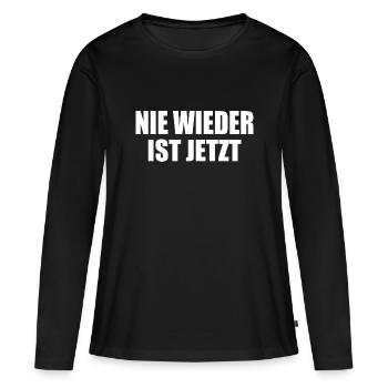 Nie wieder ist jetzt - Frauen Premium Bio Langarmshirt - Schwarz - Vorne - Julia (174cm)