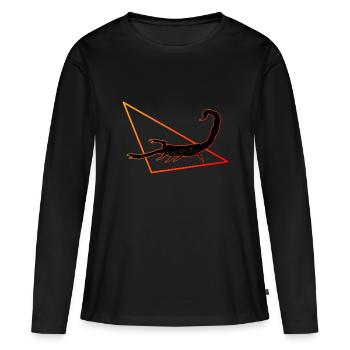 Scorpion en rouge/orange - T-shirt manches longues Premium bio Femme - noir - Devant - Julia (174cm)
