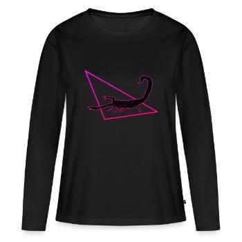 Scorpion en violet/rose - T-shirt manches longues Premium bio Femme - noir - Devant - Julia (174cm)