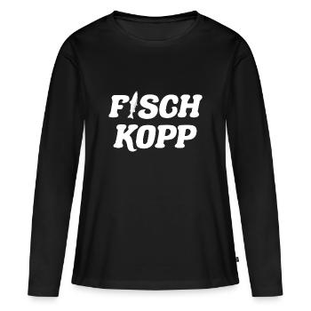 Fischkopp Fisch kopp Fischkopf - Frauen Premium Bio Langarmshirt - Schwarz - Vorne - Julia (174cm)